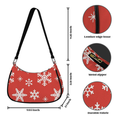 Red Snowflakes, Christmas - Small Shoulder Bag