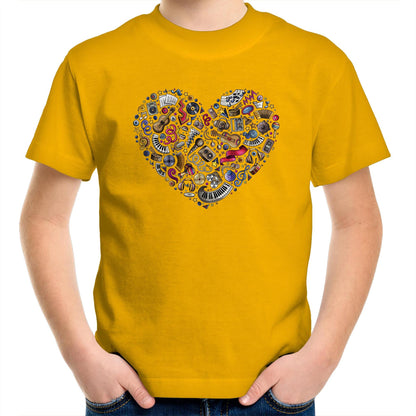Heart Music - Kids Youth T-Shirt Gold Kids Youth T-shirt Music