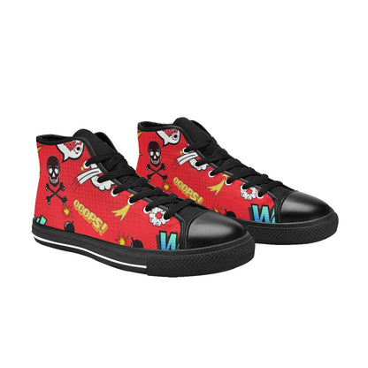 Comic Book Red - Men's High Top Canvas Shoes