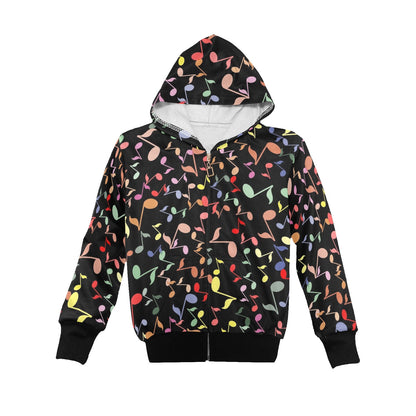 Quavers, Music Notes - Junior Boys Zip Up Hoodie