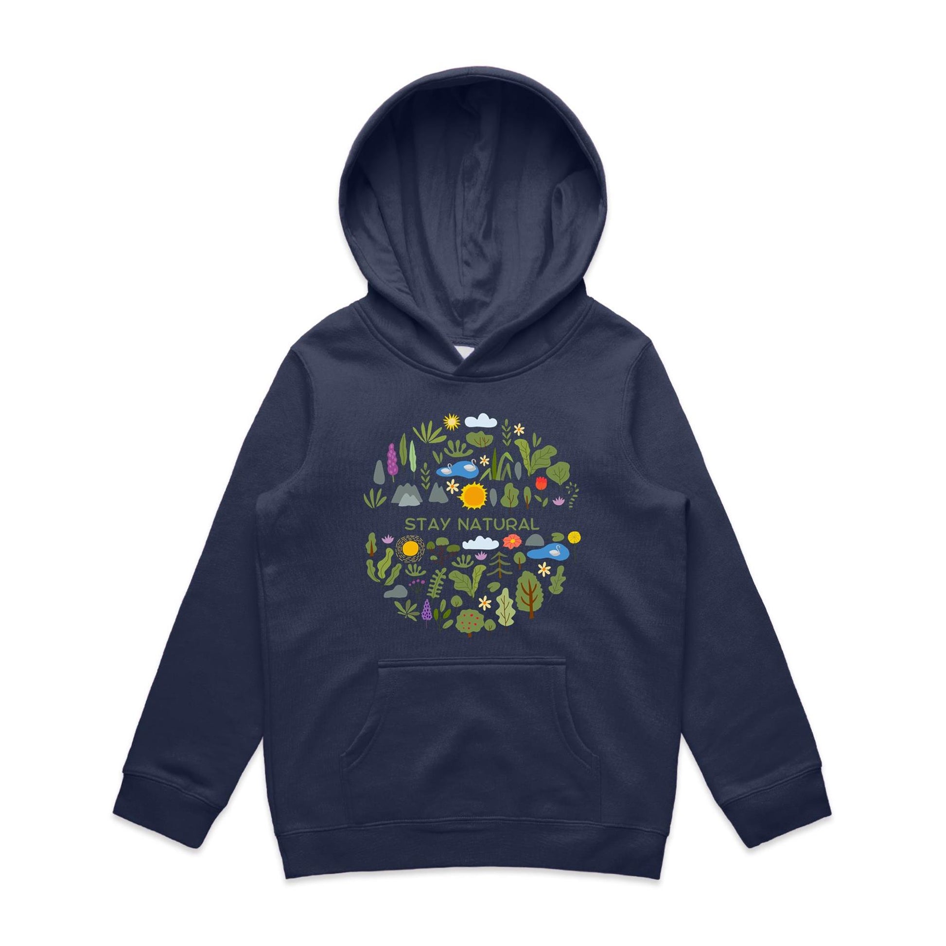 Stay Natural - Youth Supply Hood Midnight Blue Kids Hoodie Plants