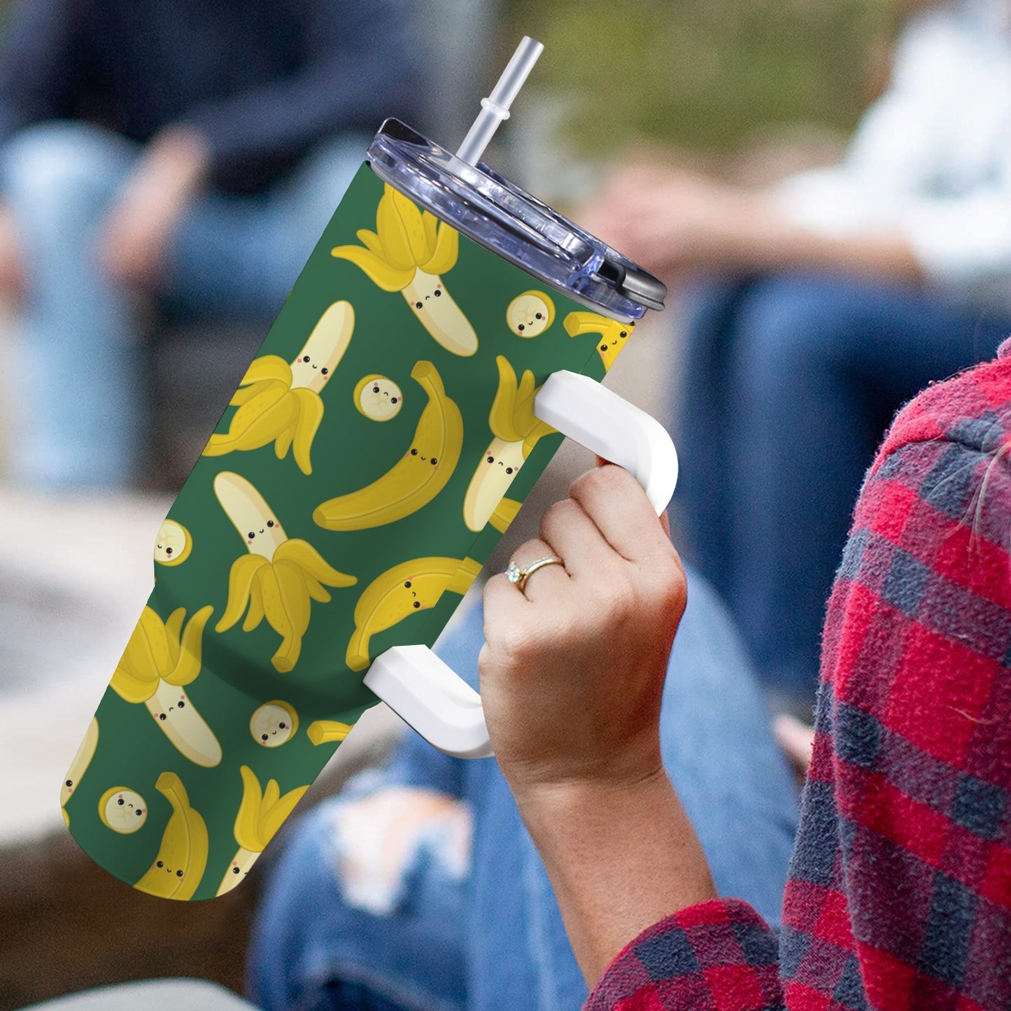 Happy Bananas - 40oz Tumbler with White Handle