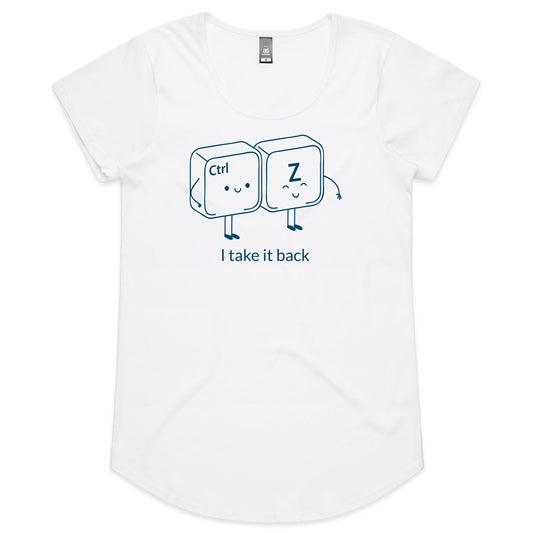 Ctrl Z, Computer Keyboard, I Take It Back - Womens Scoop Neck T-Shirt