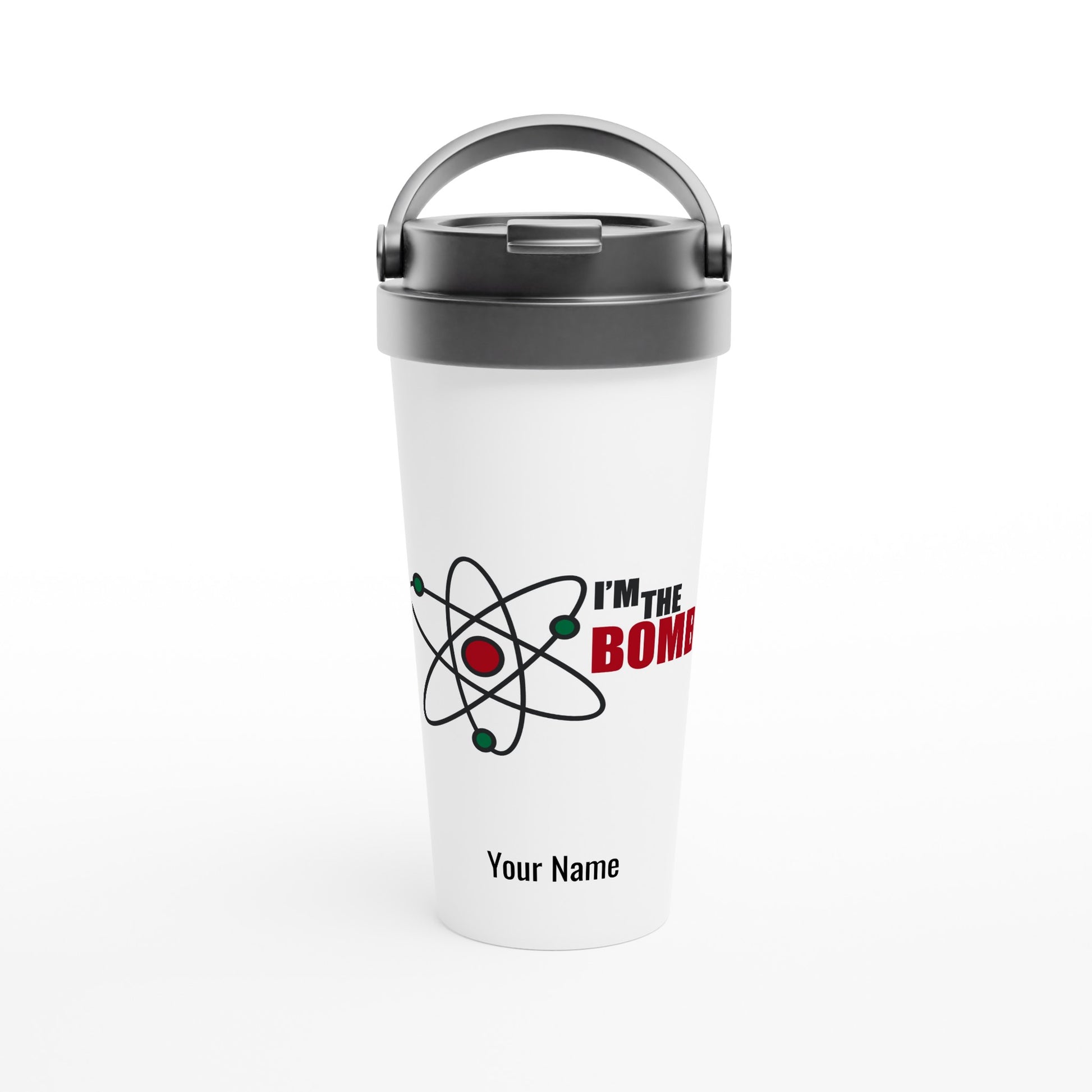 Personalised - I'm The Bomb, Atom - White 15oz Stainless Steel Travel Mug Default Title Personalised Travel Mug Science