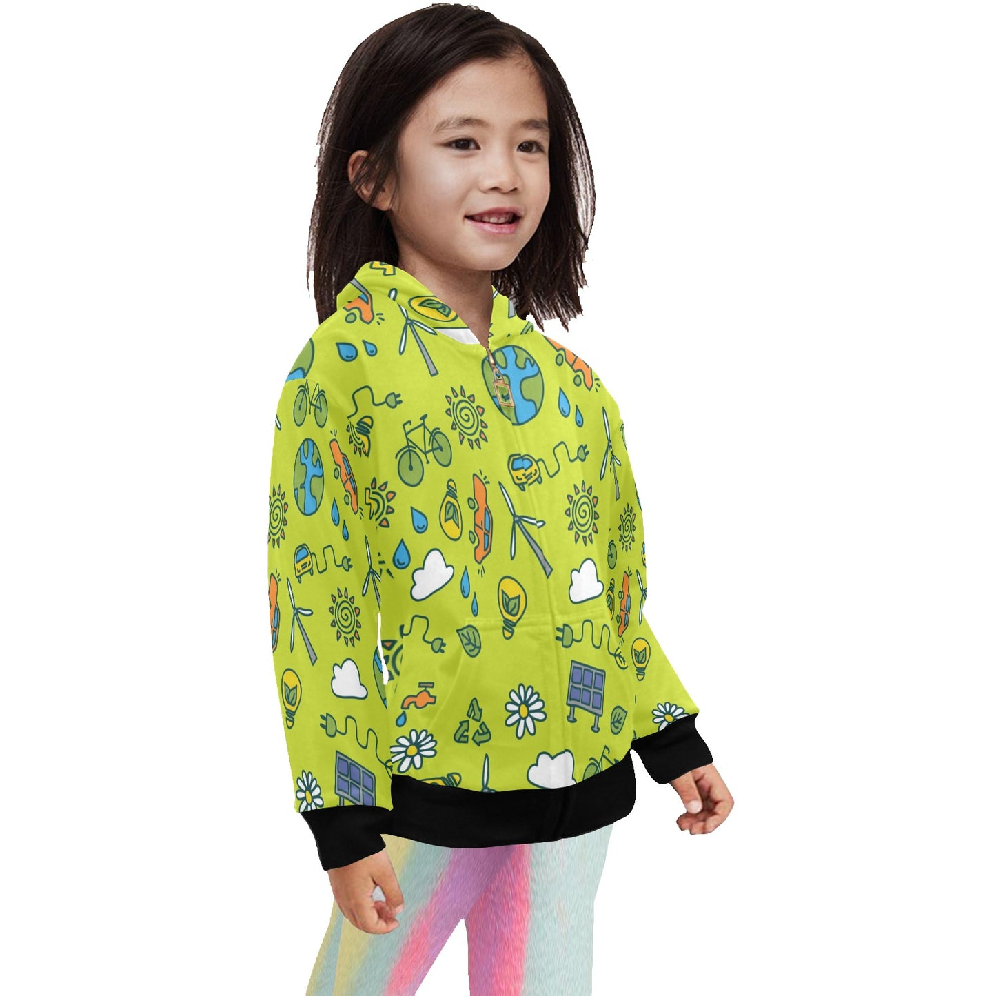 Go Green - Junior Girls Zip Up Hoodie