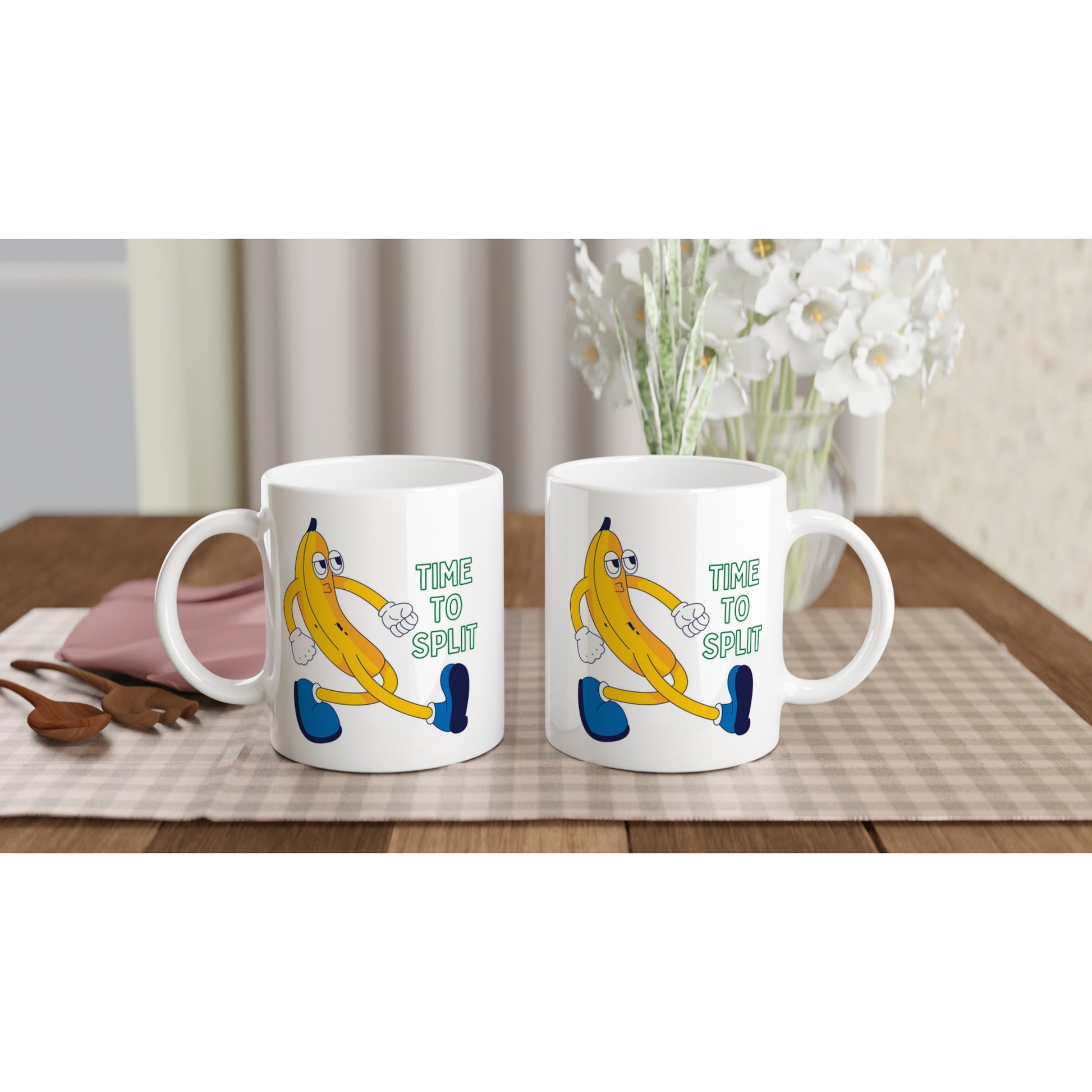 Banana, Time To Split - White 11oz Ceramic Mug White 11oz Mug food Funny Globally Fulfilled