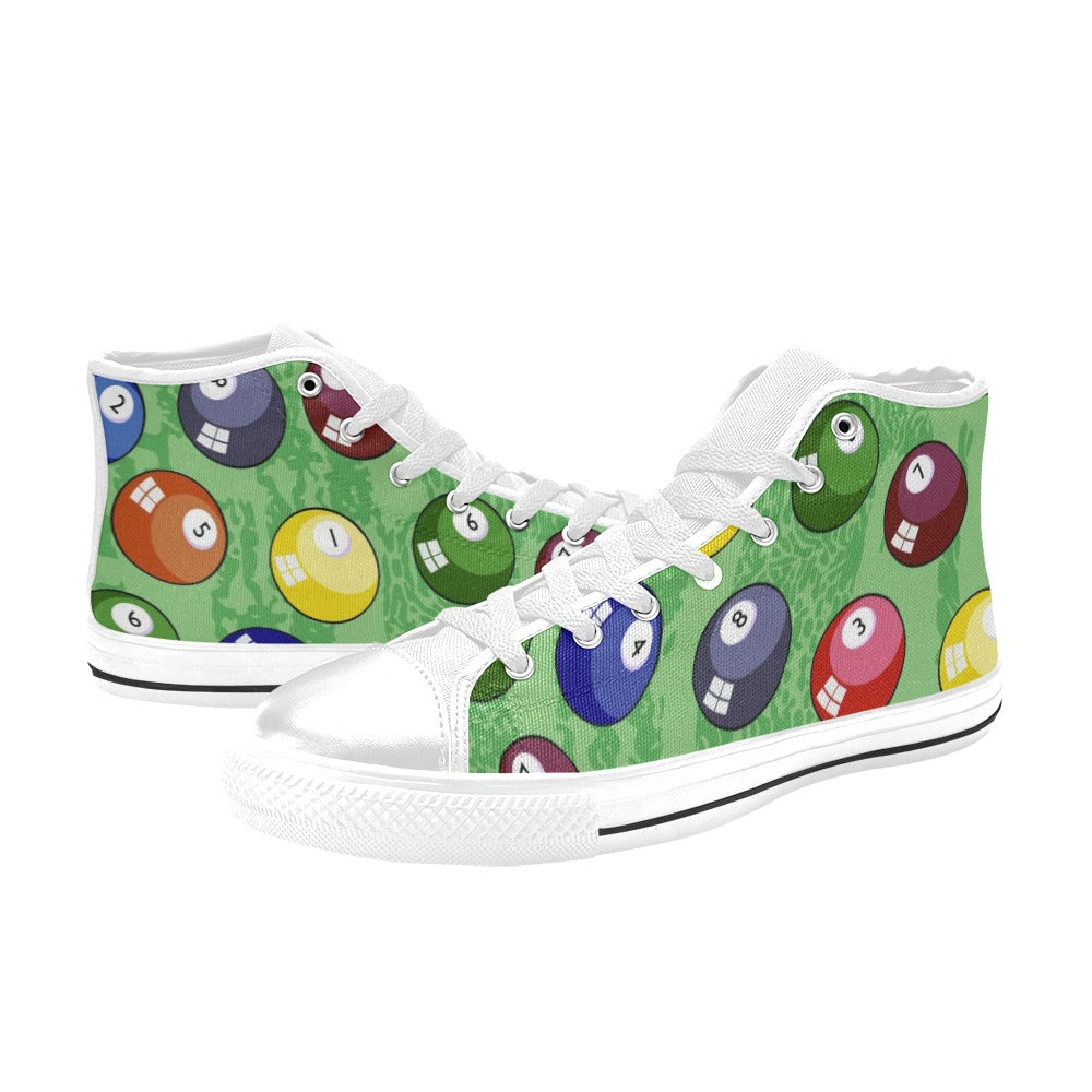 Pool Balls - Women's High Top Canvas Shoes