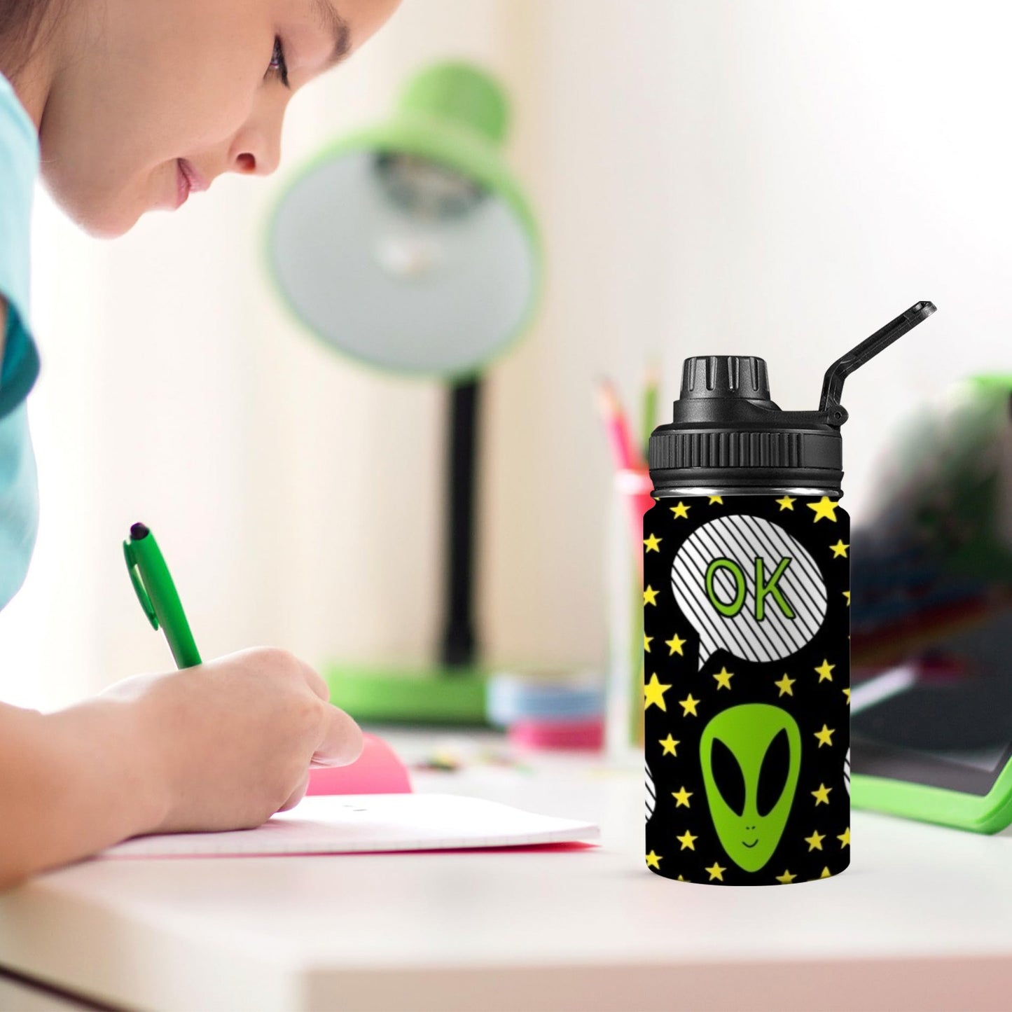 Alien OK - Kids Water Bottle with Chug Lid (12 oz) Kids Water Bottle with Chug Lid Printed Offshore