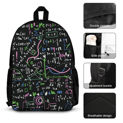 Equations In Green And Pink - School Backpack Three Piece Set