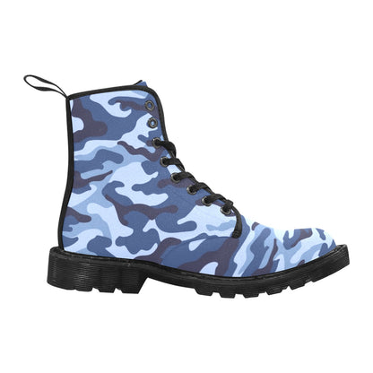 Blue Camouflage - Martin Boots for Men (Black)