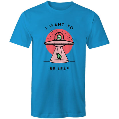 I Want To Be-Leaf, UFO - Mens T-Shirt Arctic Blue Mens T-shirt Sci Fi