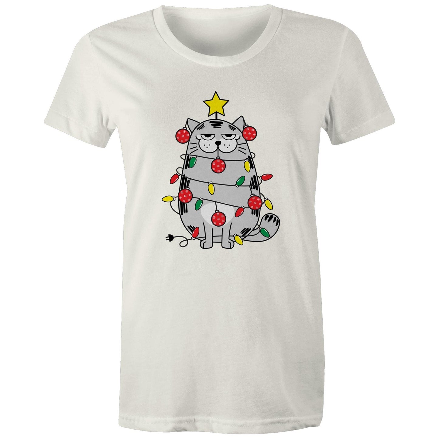 Cat Christmas Lights - Womens T-shirt