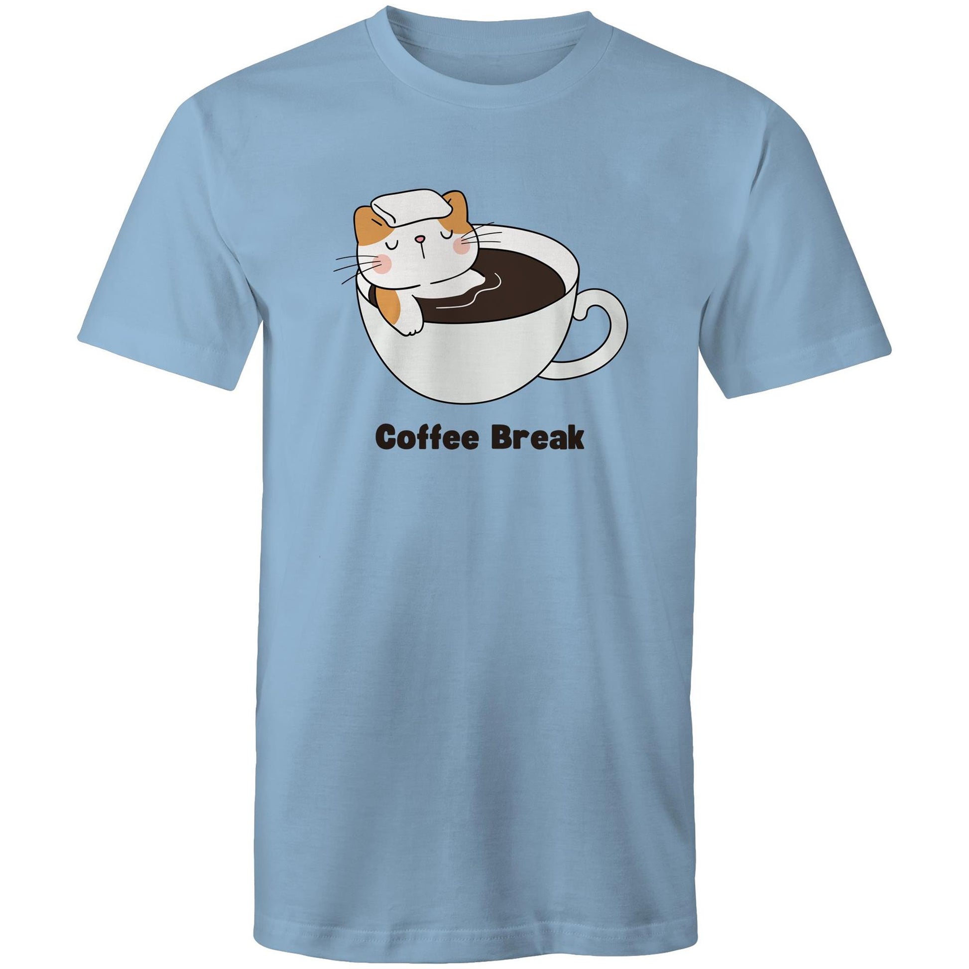 Cat Coffee Break - Mens T-Shirt Carolina Blue Mens T-shirt animal Coffee