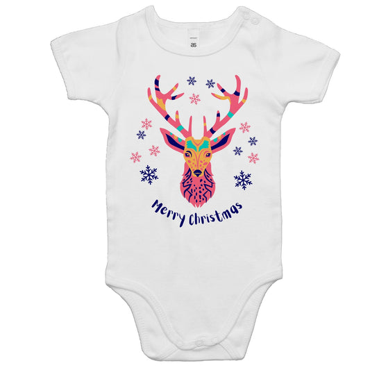 Merry Christmas Deer - Baby Bodysuit