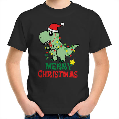 Dinosaur Santa, Merry Christmas - Kids Youth T-Shirt