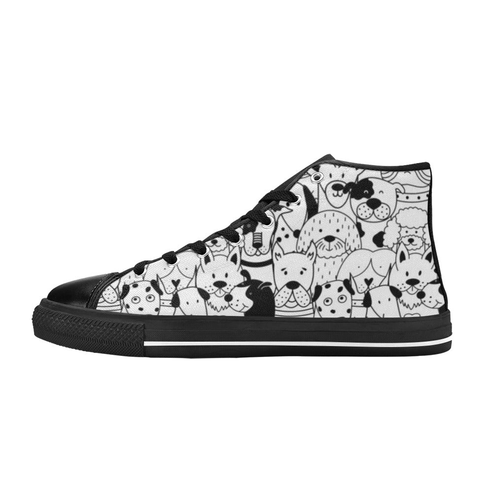 Black And White Dogs - Kids' High Top Canvas Shoes