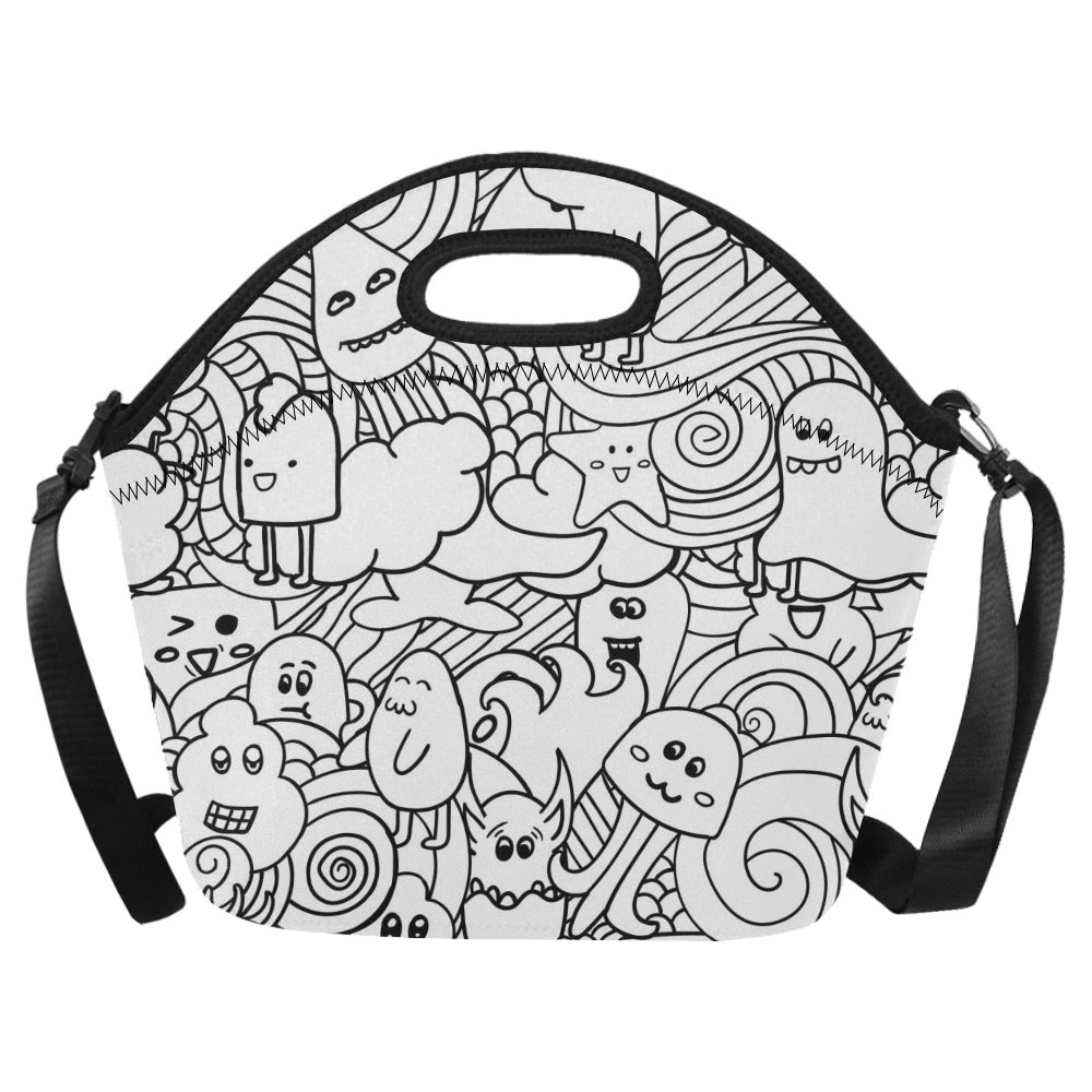 Black And White Creatures - Neoprene Lunch Bag/Large