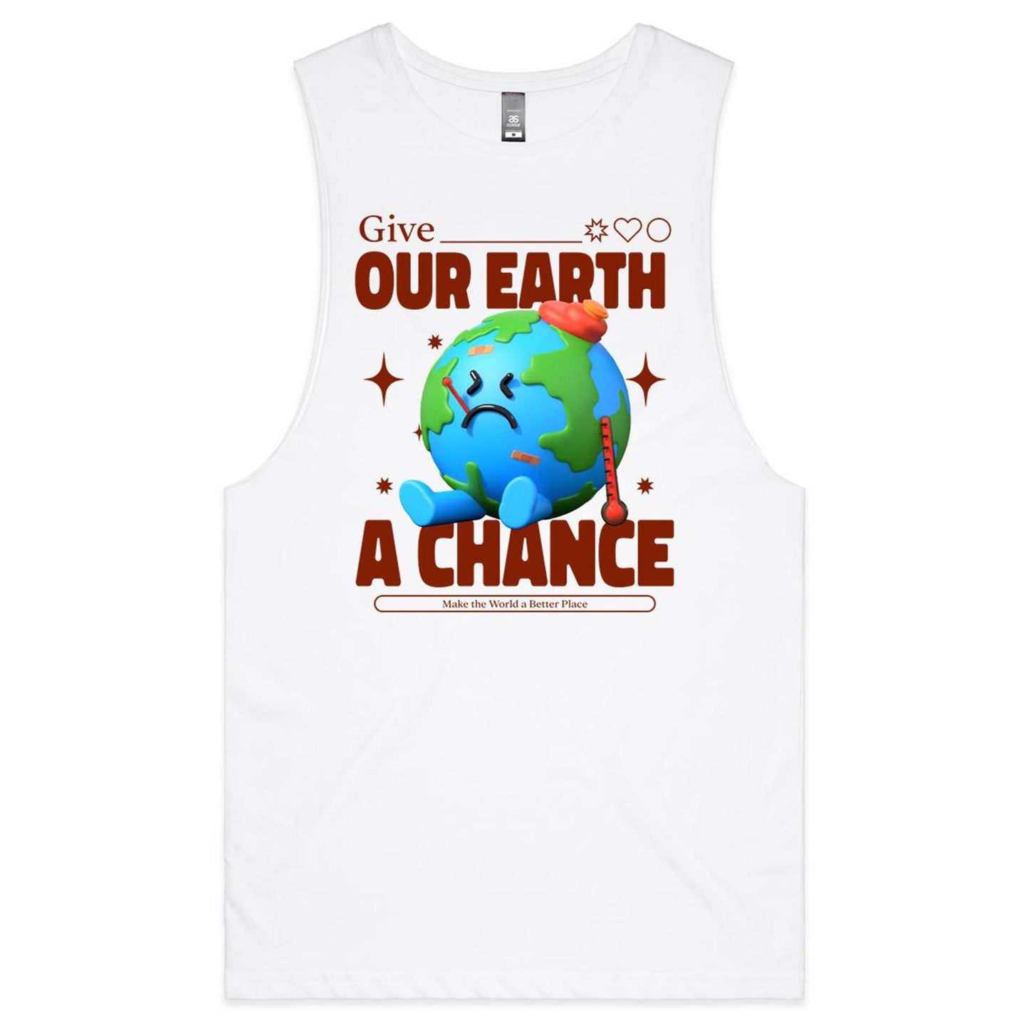 Give Our Earth A Chance - Mens Tank Top Tee White Mens Tank Tee Environment