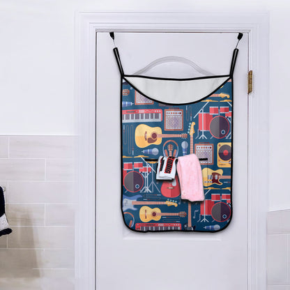 Music Instruments Blue - Hanging Laundry Bag