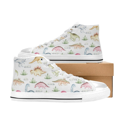 Dinosaur Garden - Kids' High Top Canvas Shoes