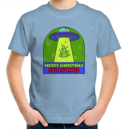 Merry Christmas Earthlings, UFO - Kids Youth T-Shirt