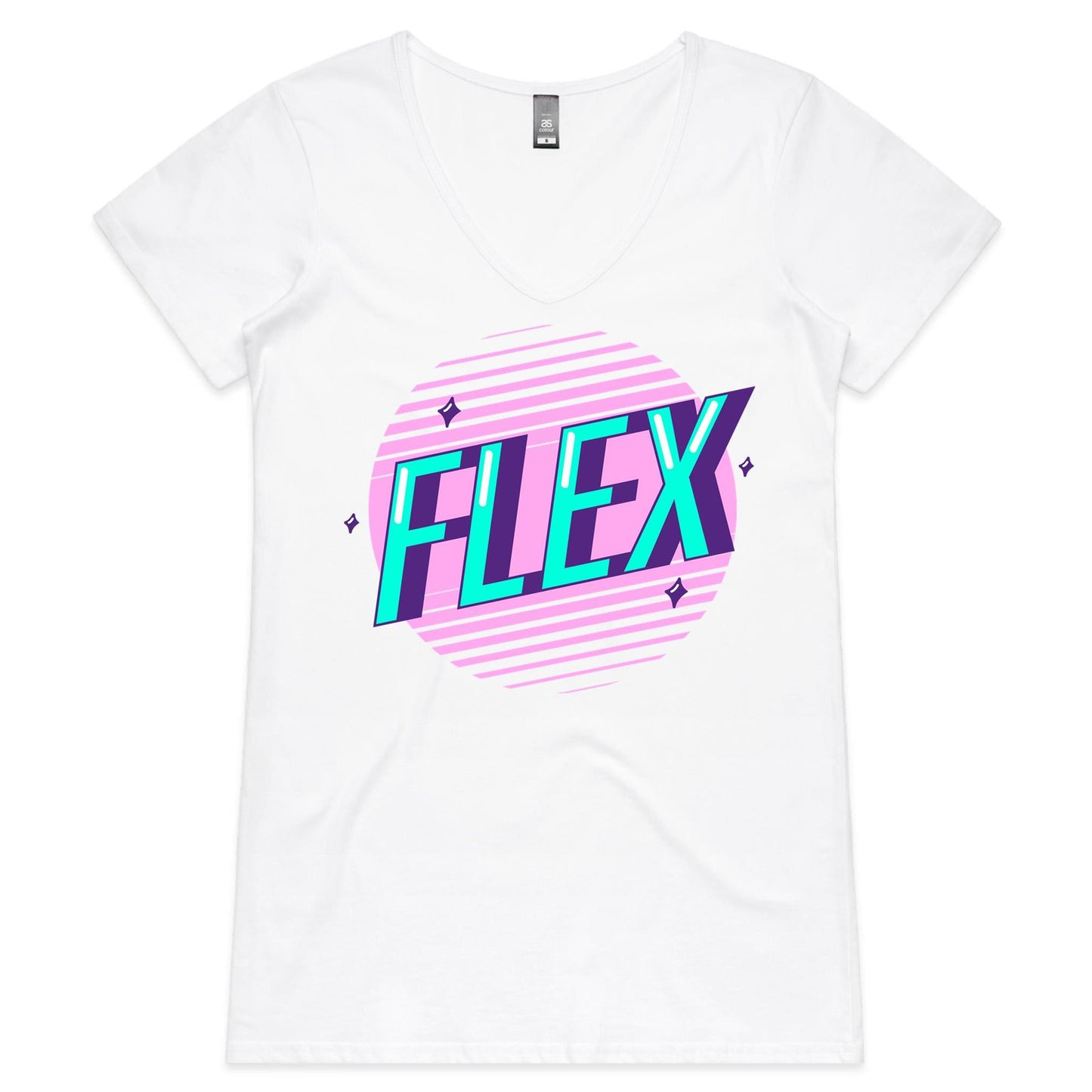 Flex - Womens V-Neck T-Shirt White Womens Fitness V-Neck Fitness