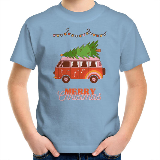 Merry Christmas Hippy Van - Kids Youth T-Shirt