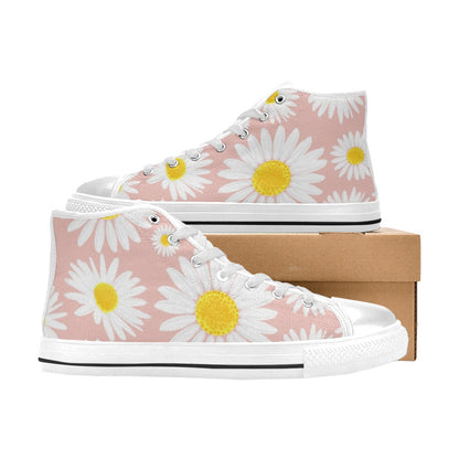 Daisies On Pink - Women's High Top Canvas Shoes