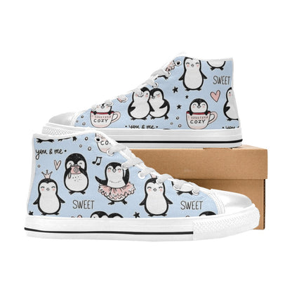 Penguin Love - Kids' High Top Canvas Shoes