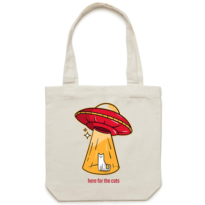 Here For The Cats, UFO - Canvas Tote Bag