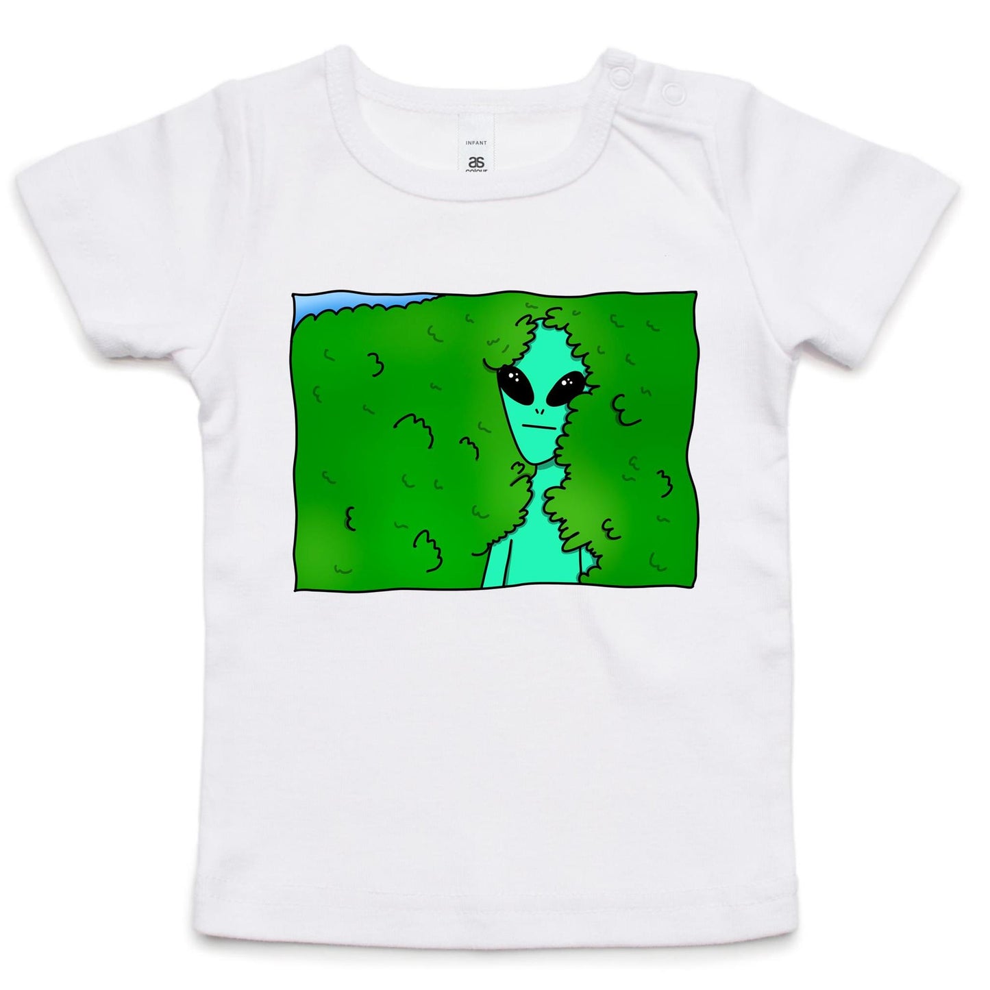 Alien Backing Into Hedge Meme - Baby T-shirt White Baby T-shirt Funny Sci Fi
