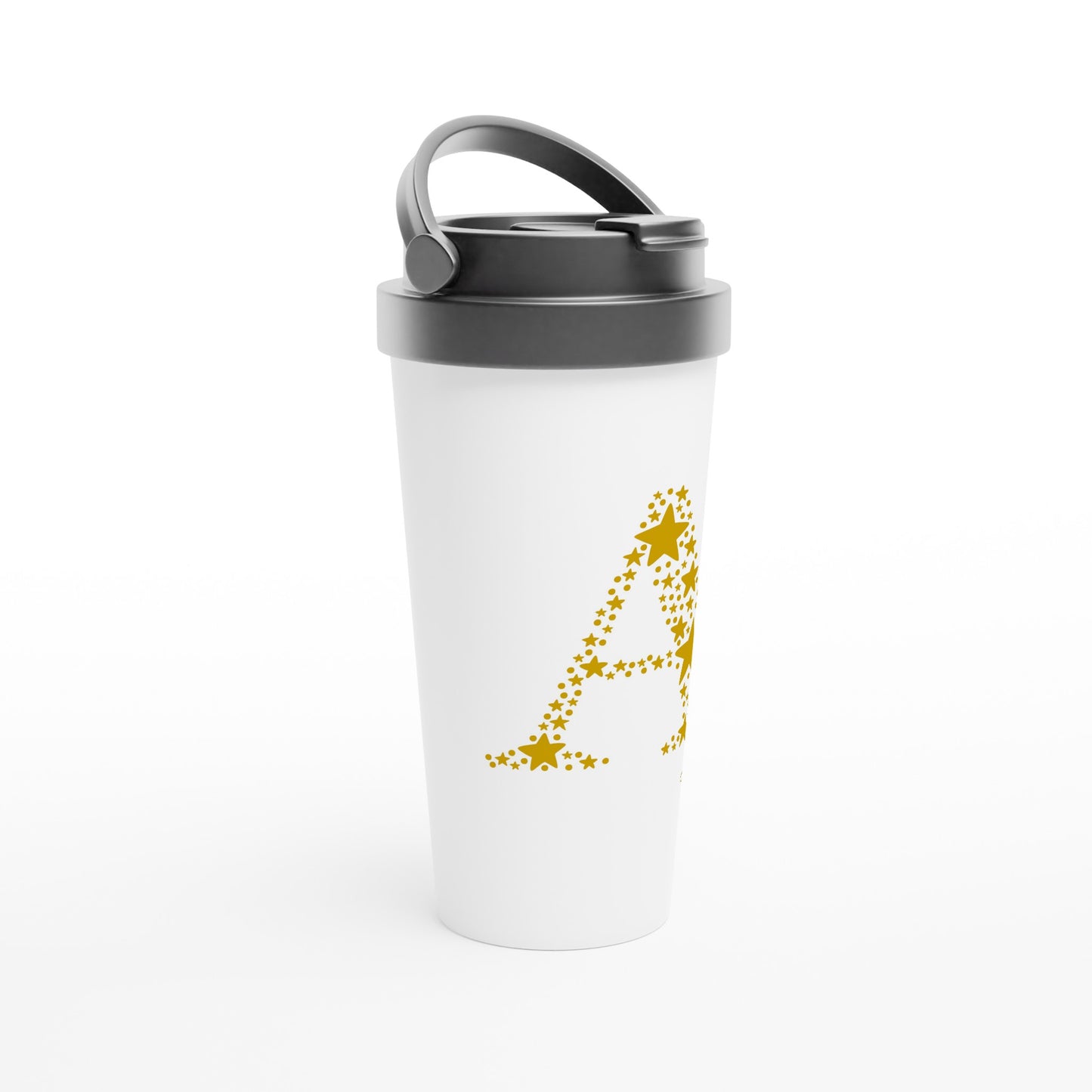 Personalised - Star Initial - White 15oz Stainless Steel Travel Mug Personalised Travel Mug