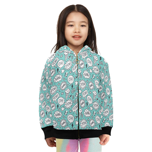 Comic Book Speech Bubbles - Junior Girls Zip Up Hoodie