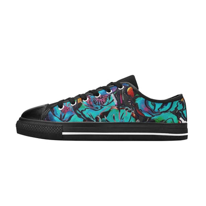 Flower It Blue - Women's Classic Canvas Shoes