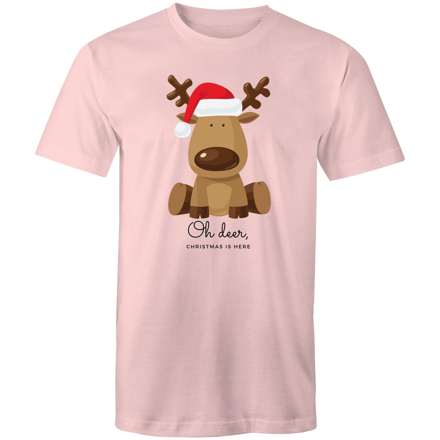 Oh Deer, Christmas Is Here, Reindeer - Mens T-Shirt