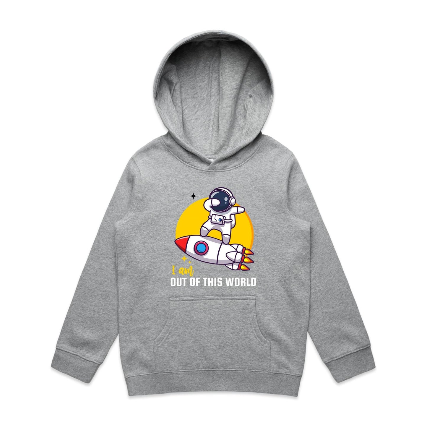 I Am Out Of This World, Astronaut - Youth Supply Hood Grey Marle Kids Hoodie Sci Fi