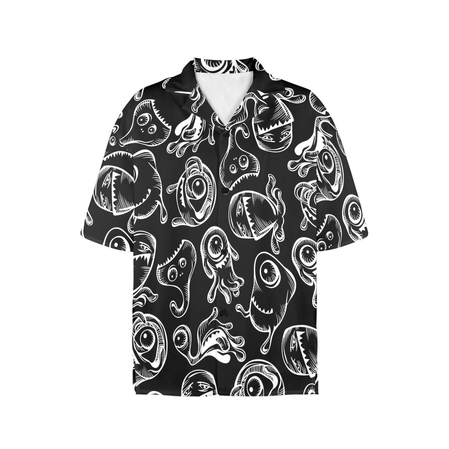 Monsters In Black And White - Womens Hawaiian Shirt