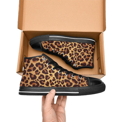 Leopard Print - Men's High Top Canvas Shoes