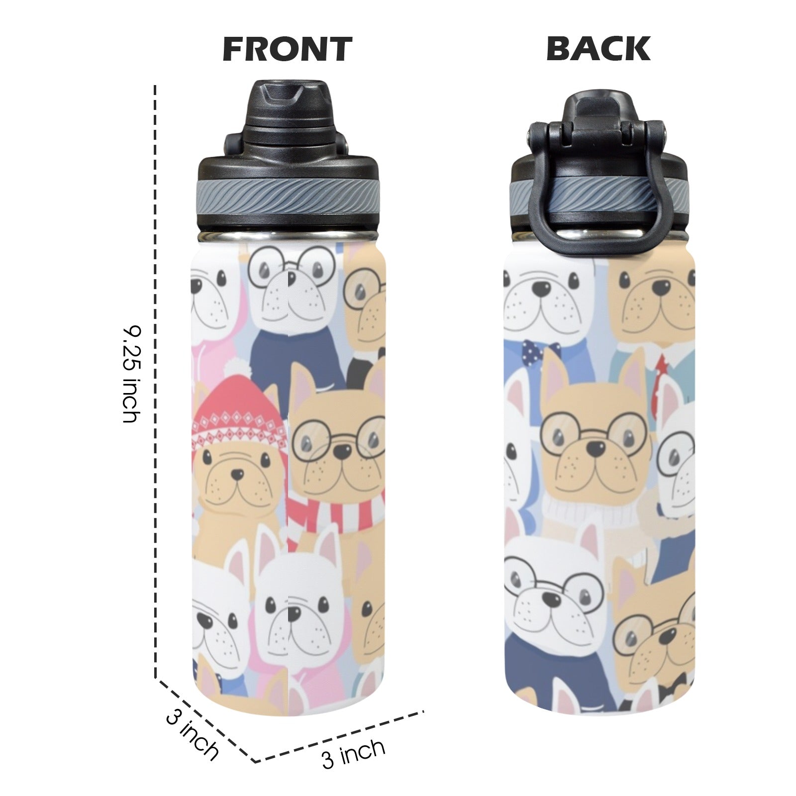 Dog Crowd - Insulated Water Bottle with Dual-Use Lid (18oz) Insulated Water Bottle with Dual-Use Lid (18oz) animal Printed Offshore