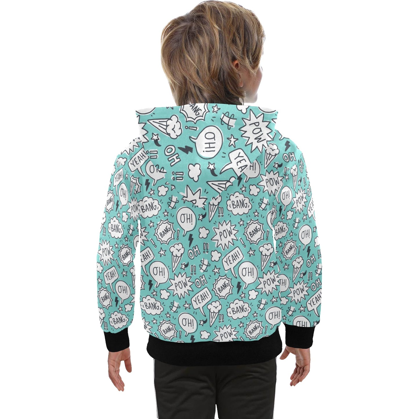 Comic Book Speech Bubbles - Senior Boys Zip Up Hoodie