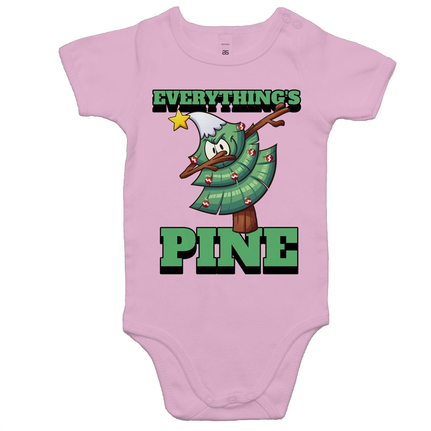 Everything's Pine - Baby Bodysuit Pink Christmas Baby Bodysuit Merry Christmas