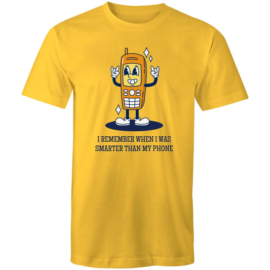 I Remember When I Was Smarter Than My Phone - Mens T-Shirt Yellow Mens T-shirt Retro Tech