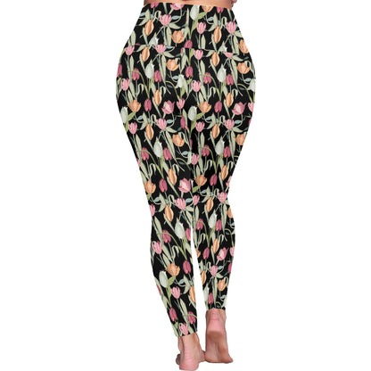 Tulips - Womens High Waist Leggings (Sizes 16-22)