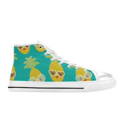 Pineapples With Glasses - Women's High Top Canvas Shoes