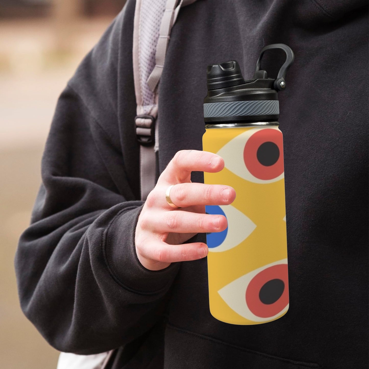 Eyes on Yellow - Insulated Water Bottle with Dual-Use Lid (18oz) Insulated Water Bottle with Dual-Use Lid (18oz) Printed Offshore