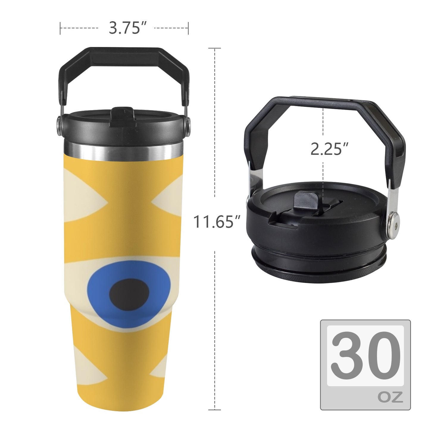 Eyes on Yellow - 30oz Tumbler with Top Handle