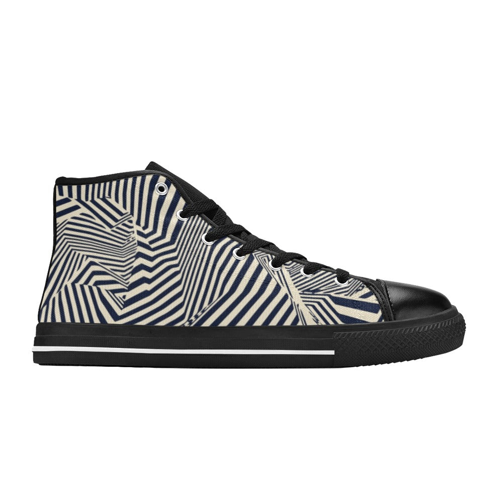 Crazy Lines - Men's High Top Canvas Shoes