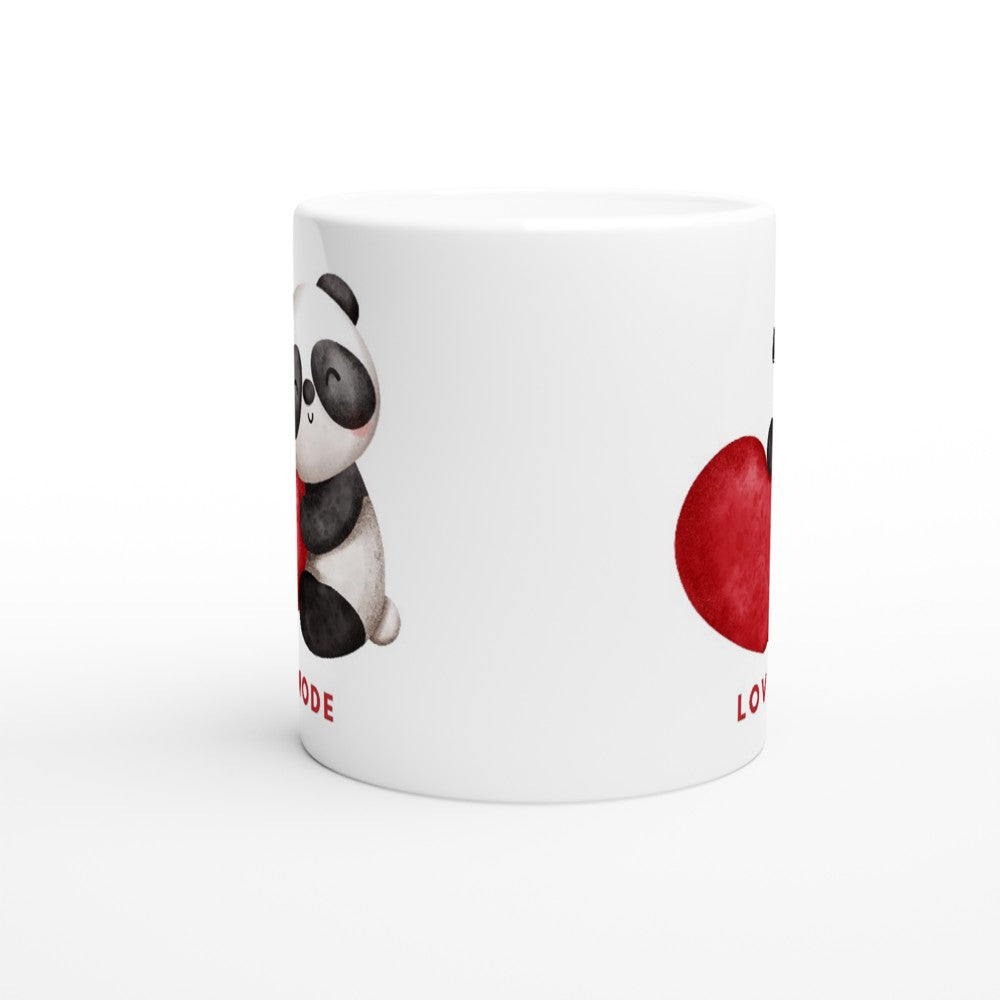 Panda Love Mode - White 11oz Ceramic Mug White 11oz Mug animal Globally Fulfilled love