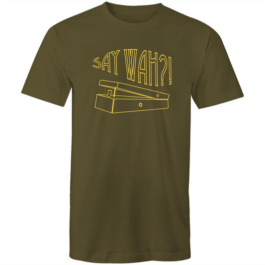 Say Wah, Guitar Pedal - Mens T-Shirt Army Green Mens T-shirt Music Printed In Australia