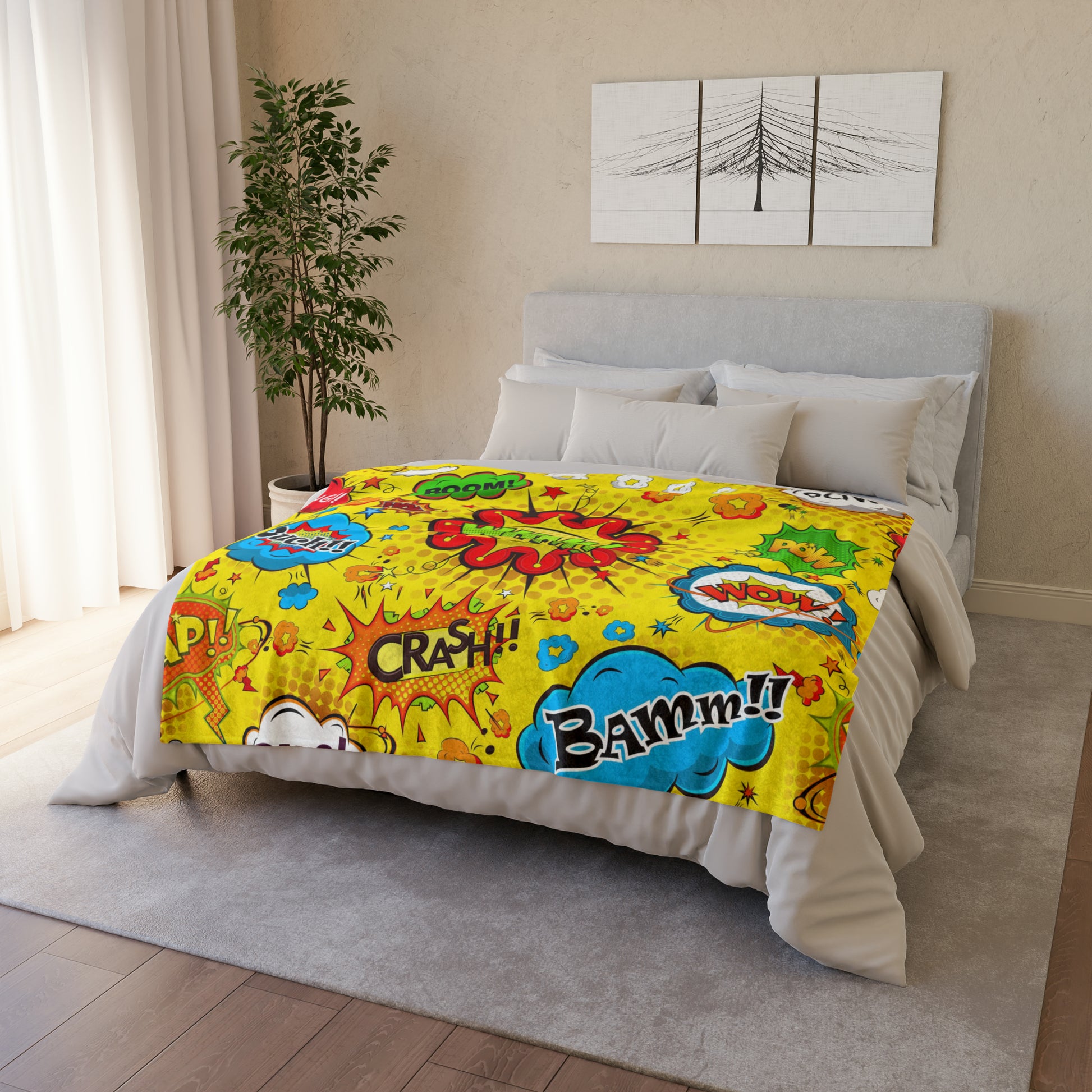 Comic Book Yellow - Soft Polyester Blanket 50" × 60" Blanket